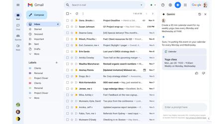 Gmail integra Google Calendar nella barra laterale di Gemini 
