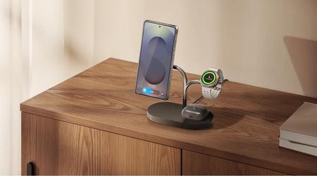 Samsung ha lanciato un pratico dispositivo Qi2 per ricaricare in modalità wireless tre gadget Galaxy contemporaneamente