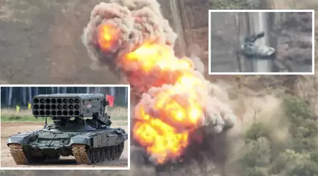 Un drone FPV ha fatto a pezzi un sistema russo di lanciafiamme pesanti TOS-1A con missili termobarici