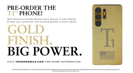 Lo smartphone T1 "americano" di Trump Mobile si rivela essere oro photoshoppato