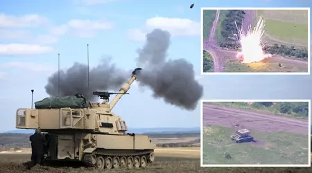 L'obice semovente M109A6 Paladin distrugge il sistema lanciafiamme pesante russo TOS-1A con proiettili termobarici da 220 mm