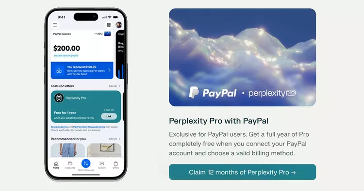 PayPal offre un anno di Perplexity ...