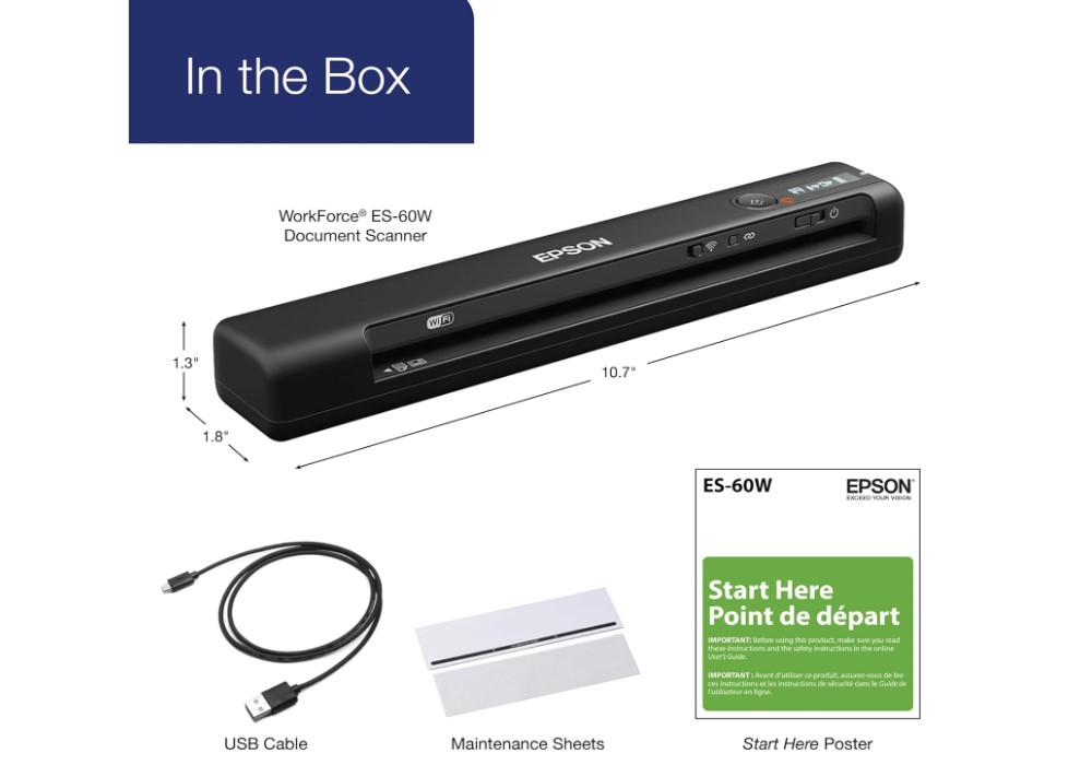 Scanner portatile per documenti Epson Workforce ES-60W