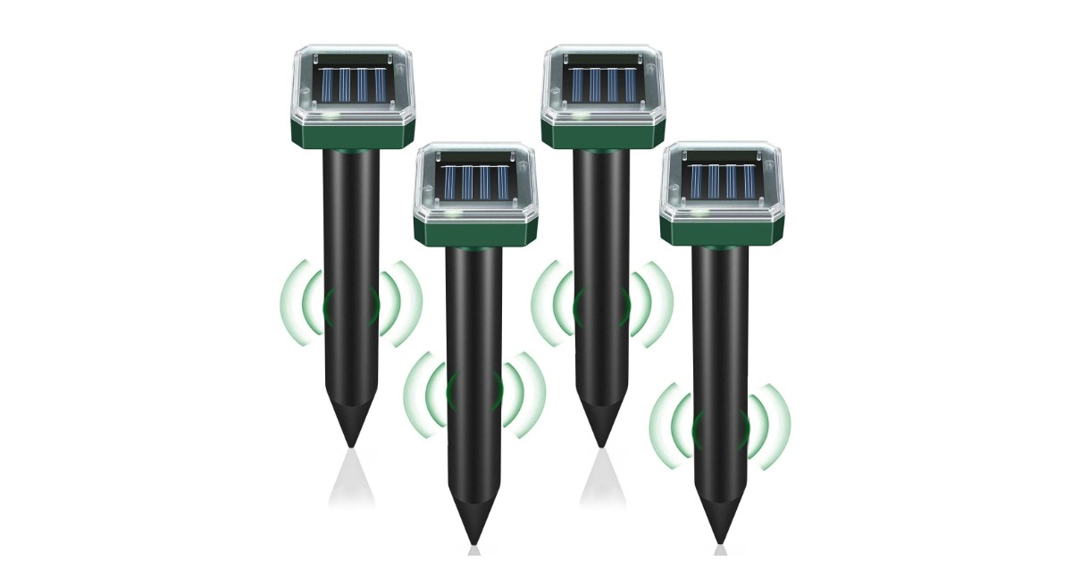 LOTARINI Repellente per talpe ad energia solare 4 Pack