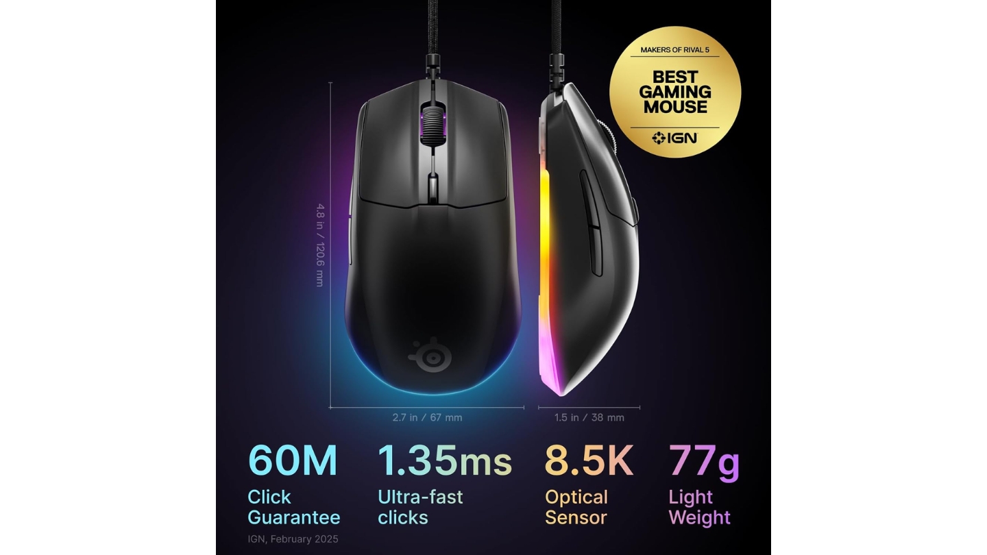 Mouse da gioco SteelSeries Rival 3 Gen 2 sotto i 50