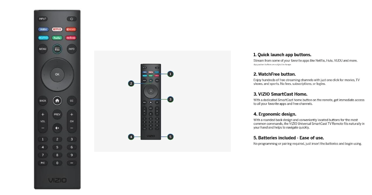 Telecomando universale VIZIO XRT140R per smart tv vizio