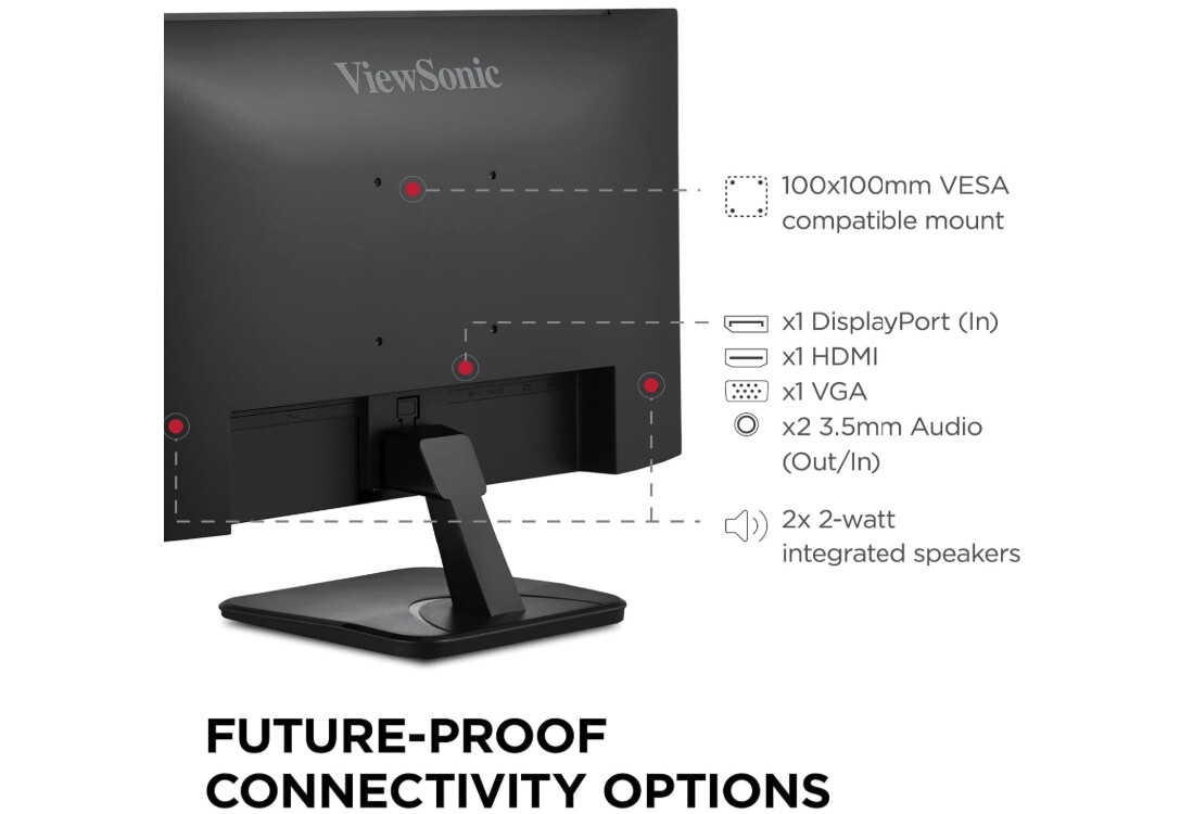 Monitor per computer ViewSonic VA2456A-MHD da 24 pollici per il lavoro