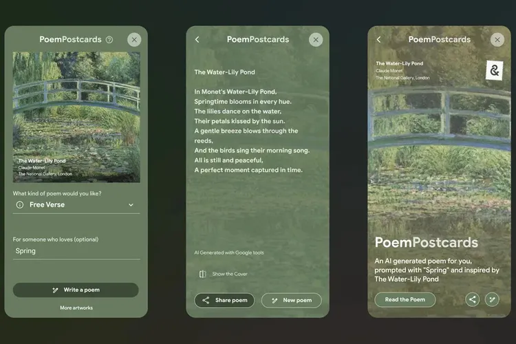 Google Arts & Culture ha imparato a creare cartoline con poesie generate dall'intelligenza artificiale Google Arts & Culture ha imparato a creare cartoline con poesie generate dall'intelligenza artificiale
