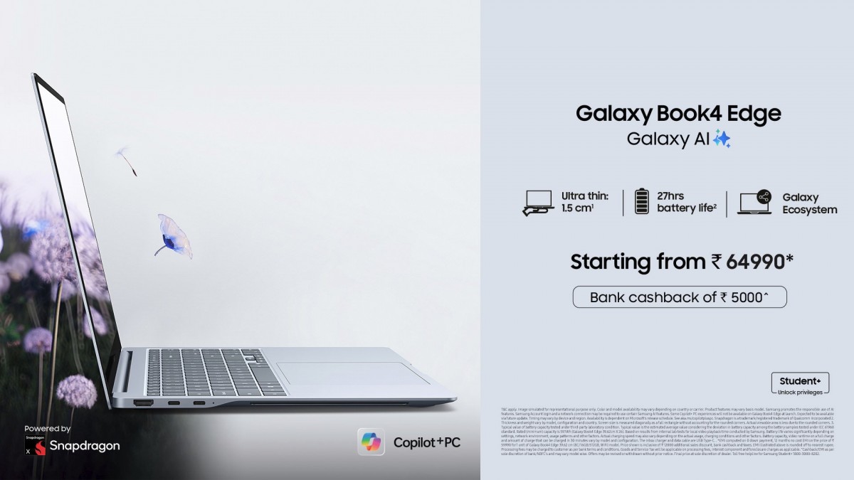 Samsung Galaxy Book4 Edge arriva in India con potente Snapdragon X Samsung Galaxy Book4 Edge con chip Snapdragon X: già disponibile in India