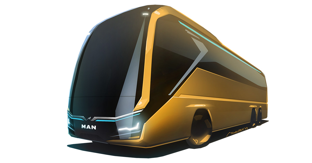 Rivelazione del design del nuovo autobus elettrico MAN Lion's Coach E Il futuro elettrico: primo sguardo al MAN Lion's Coach E