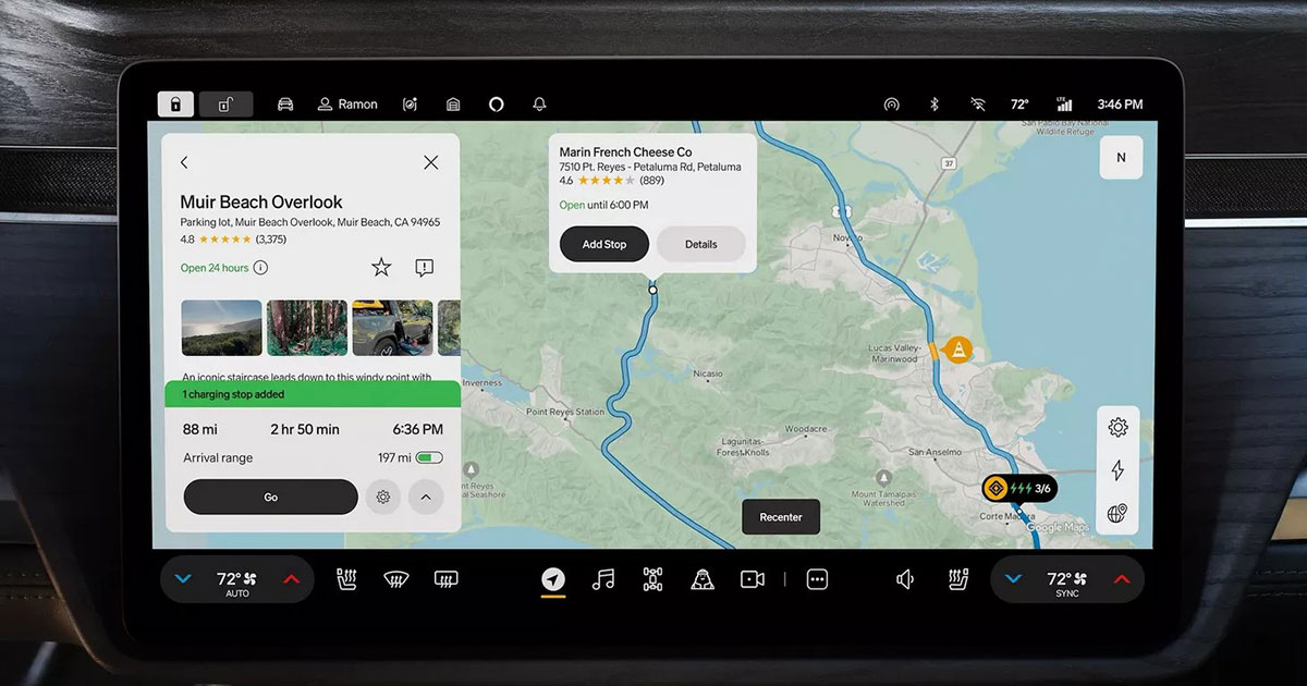 Google Maps esplode a bordo di Rivian: integrazione per un navigatore migliorato