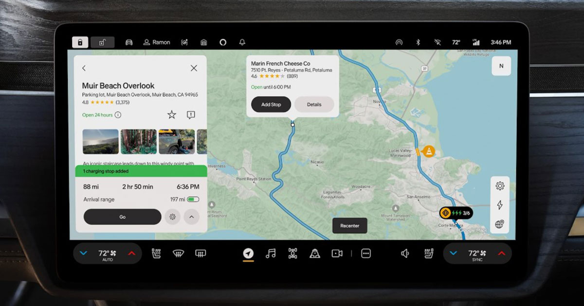 La strada verso l'innovazione: come Rivian sta integrando Google Maps Collegare il mondo: Google Maps al livello successivo con il display di Rivian