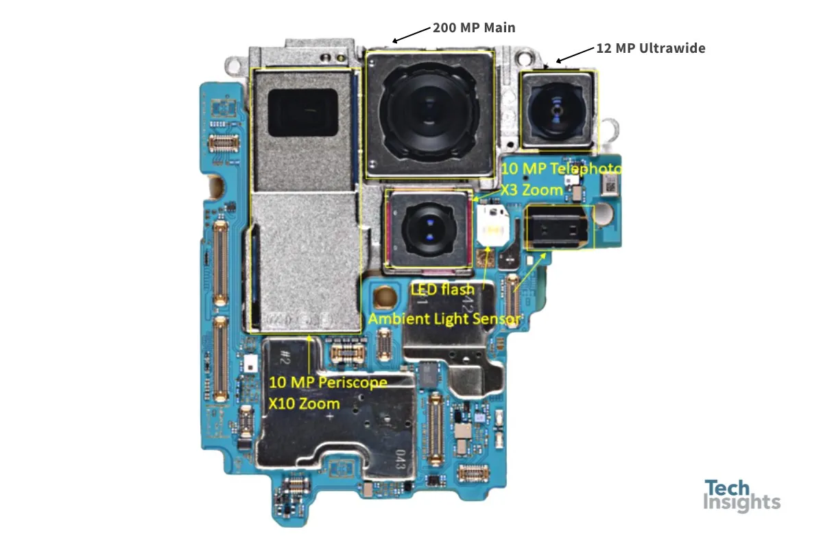 Galaxy S23 Ultra: perché le fotocamere occupano molto spazio in uno smartphone? Smontando il Galaxy S23 Ultra: come influiscono le fotocamere sul design della scheda madre?