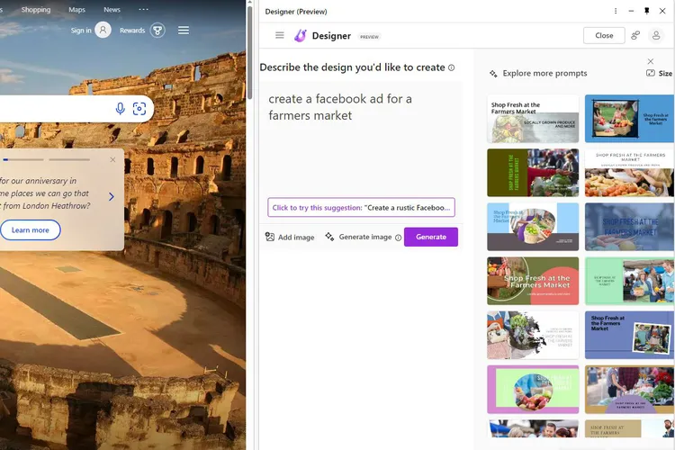 Lo strumento di progettazione basato sull'intelligenza artificiale Microsoft Designer è ora ampiamente disponibile nel browser Edge Lo strumento di progettazione basato sull'intelligenza artificiale Microsoft Designer è ora ampiamente disponibile nel browser Edge