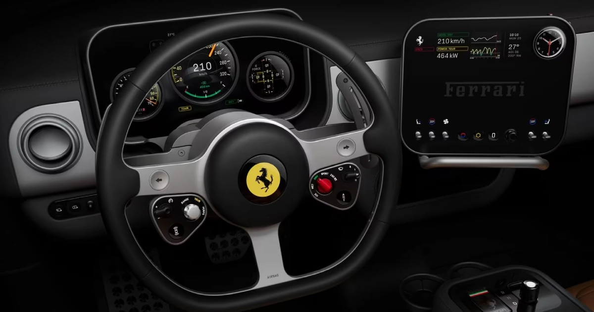 Mondo futuristico della Ferrari Luce: nuovo cruscotto e volante