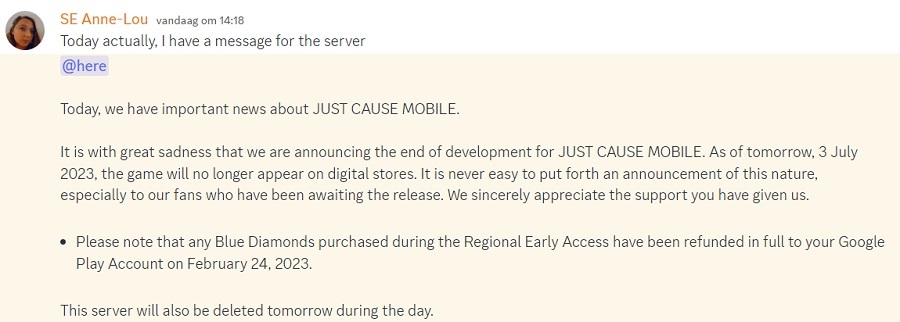 Square Enix annulla l'uscita completa di Just Cause Mobile e rimuove il gioco da tutti i negozi digitali-2 Square Enix annulla l'uscita completa di Just Cause Mobile e rimuove il gioco da tutti i negozi digitali-2