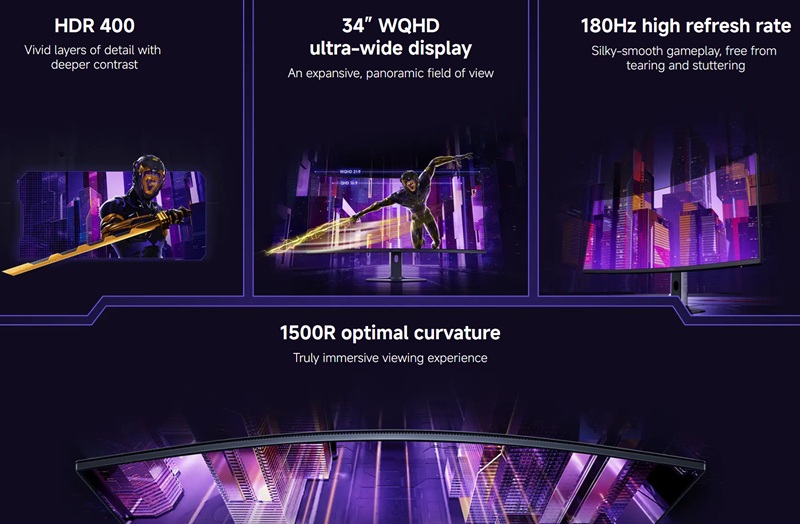 Monitor da gaming Xiaomi G34WQi 2026 in mostra