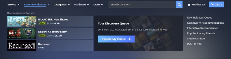 Menu del negozio Steam aggiornato 1 Menu del negozio Steam aggiornato 1