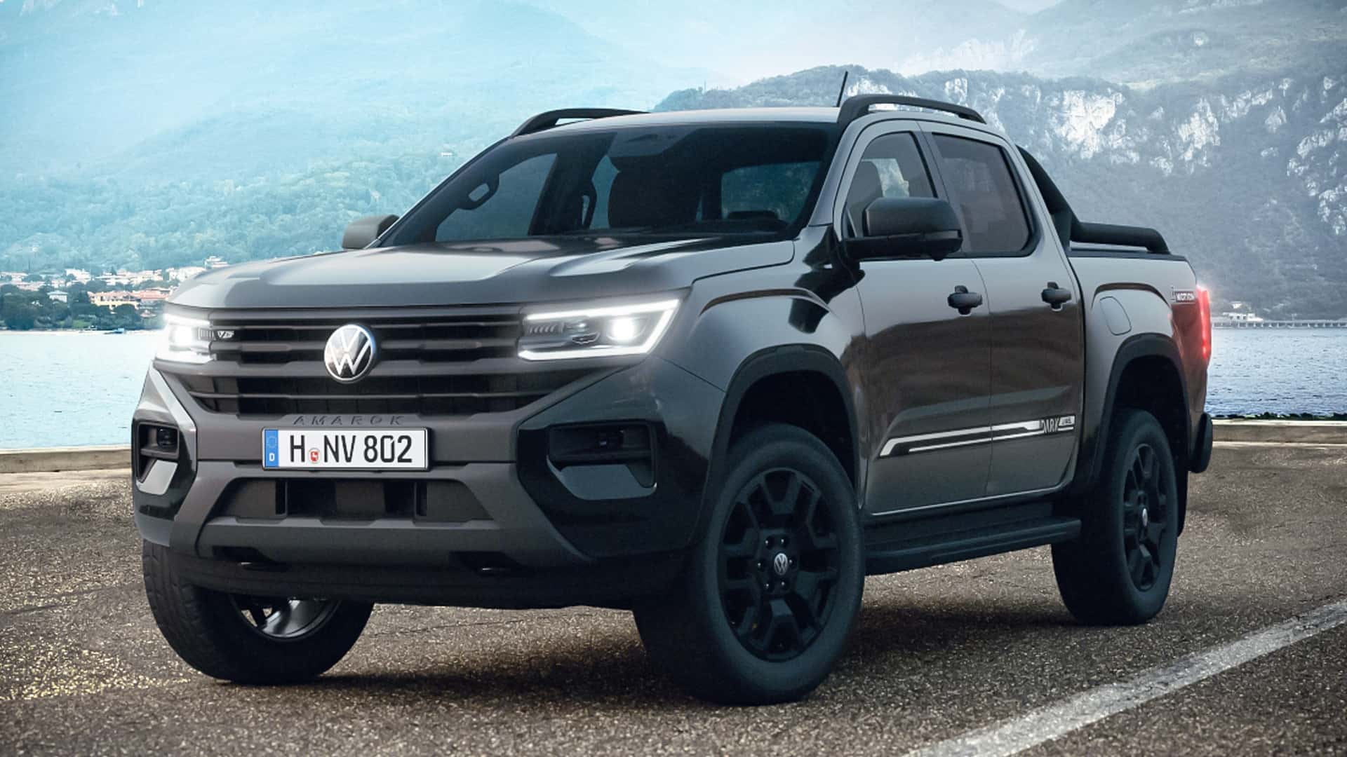 Vista Frontale del Volkswagen Amarok Dark Label