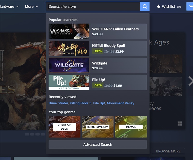 Menu del negozio Steam aggiornato 2 Menu del negozio Steam aggiornato 2
