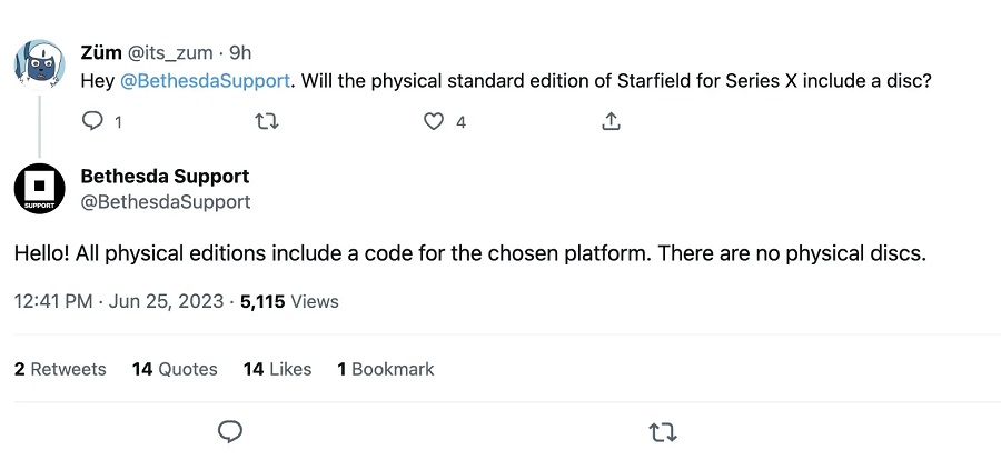 Starfield non sarà disponibile su disco: Bethesda ha dichiarato che le edizioni fisiche includeranno solo il codice di attivazione del gioco.-2