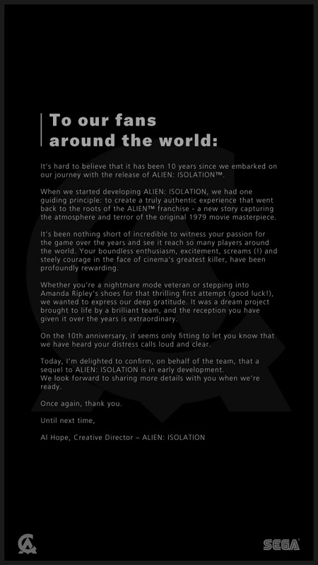 Il sogno dei fan diventa realtà: Creative Assembly ha confermato lo sviluppo di Alien: Isolation 2, un sequel del gioco horror di culto.-2 Il sogno dei fan diventa realtà: Creative Assembly ha confermato lo sviluppo di Alien: Isolation 2, un sequel del gioco horror di culto.-2