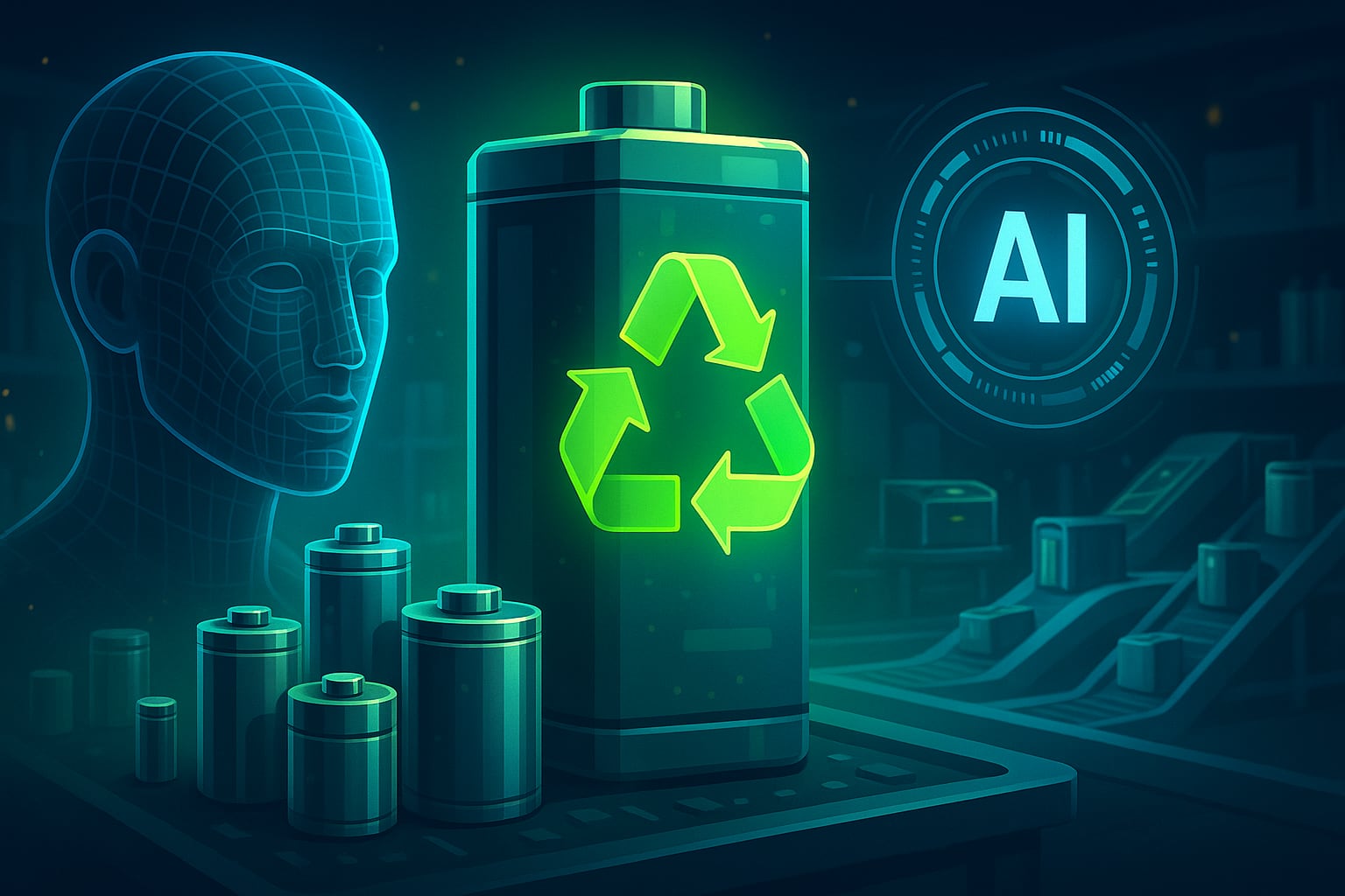 Le tecnologie per le batterie che cambieranno il gioco-6 Un'immagine illustrativa dell'uso dell'IA nello sviluppo e nel riciclaggio delle batterie