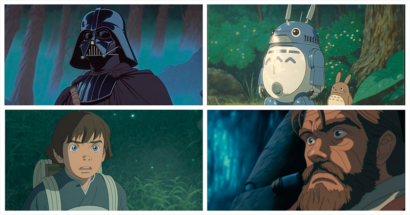 La rete neurale Nijijourney raffigura i personaggi iconici di Star Wars in stile Studio Ghibli La rete neurale Nijijourney raffigura i personaggi iconici di Star Wars in stile Studio Ghibli