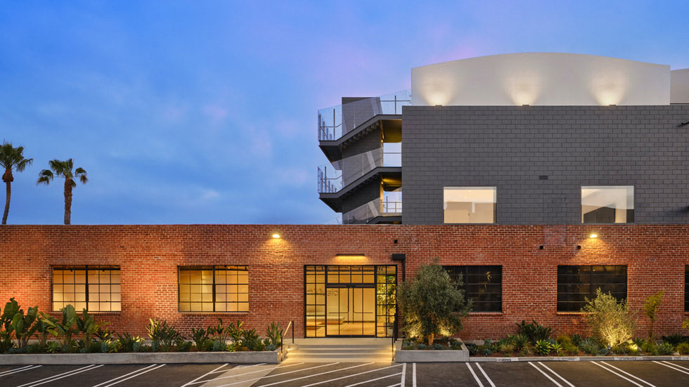 La visione di un esterno del nuovo studio Apple Music a Culver City La visione di un esterno del nuovo studio Apple Music a Culver City