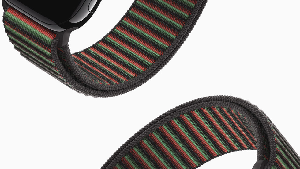 Cinturino Unity nero per l'Apple Watch. Illustrazione: Apple