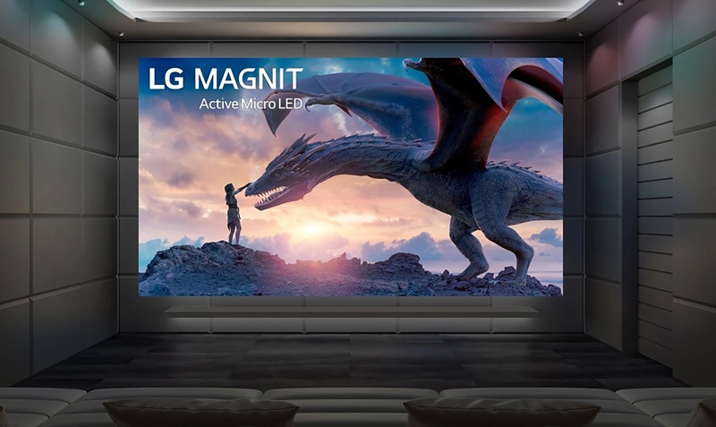 Vista in primo piano dello schermo LG Magnit TV Vista in primo piano dello schermo LG Magnit TV