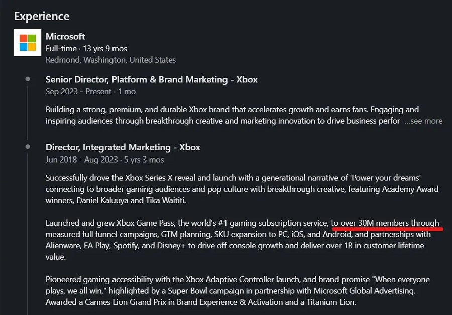 Il numero di utenti di Game Pass ha superato i 30 milioni, una cifra citata da un dirigente di Xbox.-2 Il numero di utenti di Game Pass ha superato i 30 milioni, una cifra citata da un dirigente di Xbox.-2