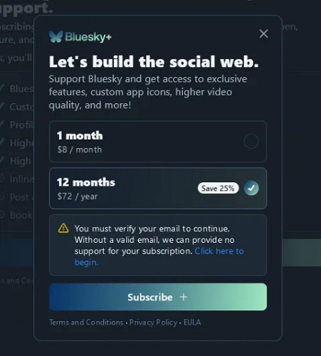 Esempio di abbonamento Bluesky+ - immagine 1 Esempio di abbonamento Bluesky+ - immagine 1