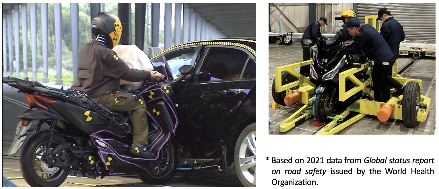 Test di collisione airbag scooter