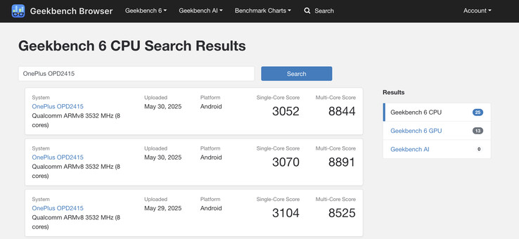 OnePlus Pad 3 su Geekbench OnePlus Pad 3 su Geekbench