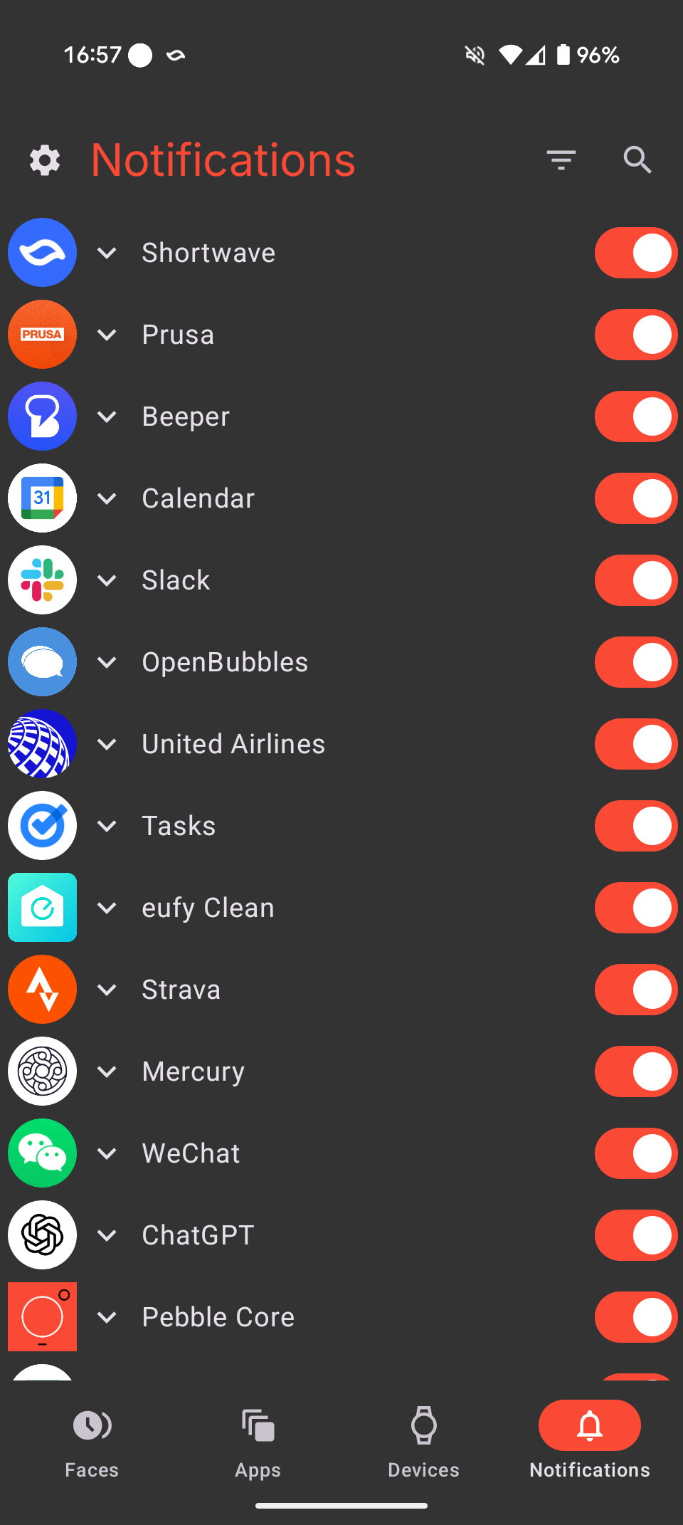 Notifiche dell'app Pebble Notifiche dell'app Pebble