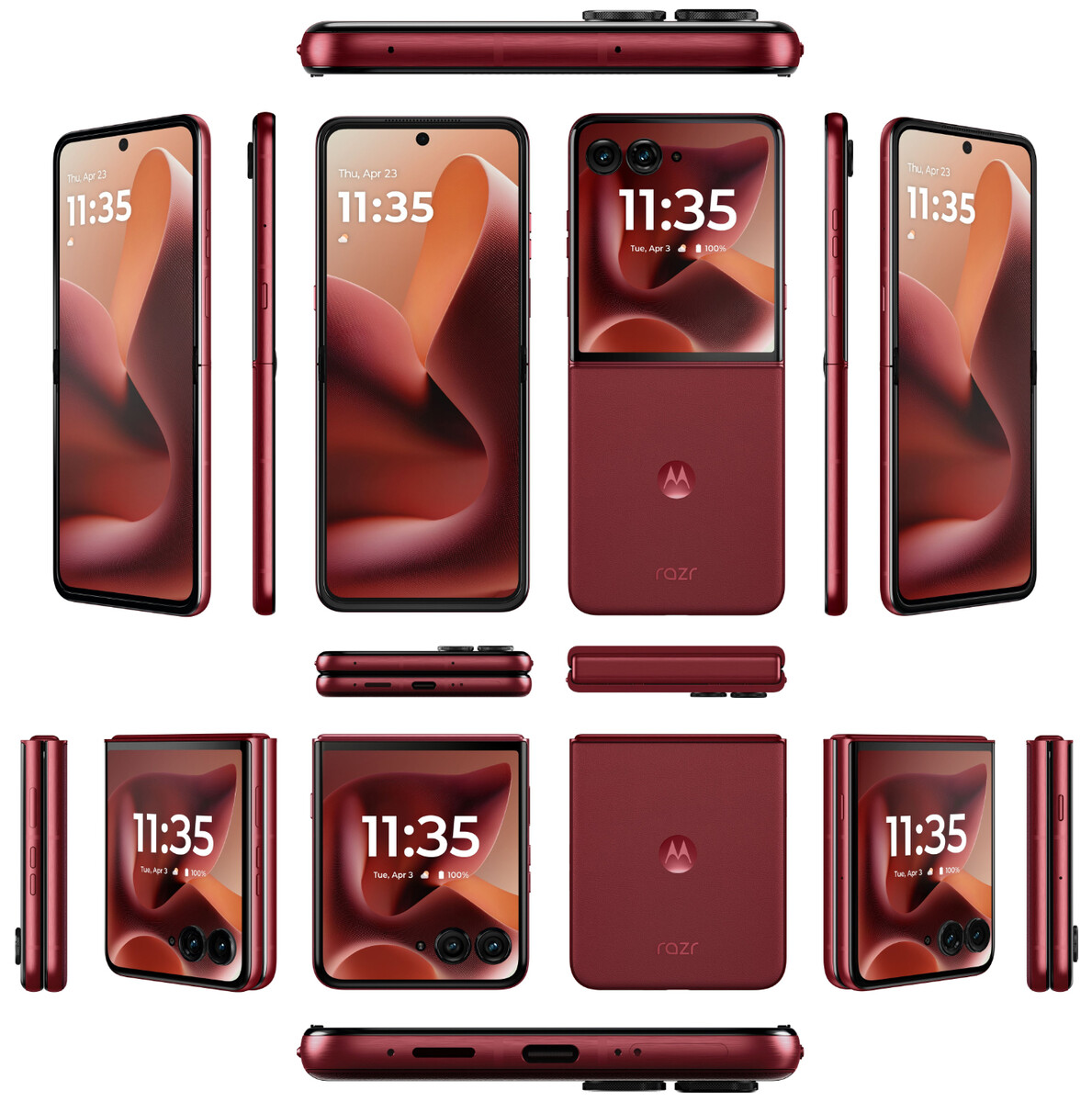Motorola Razr 60 Ultra in colore rosso Rio sul lato Motorola Razr 60 Ultra in colore rosso Rio sul lato