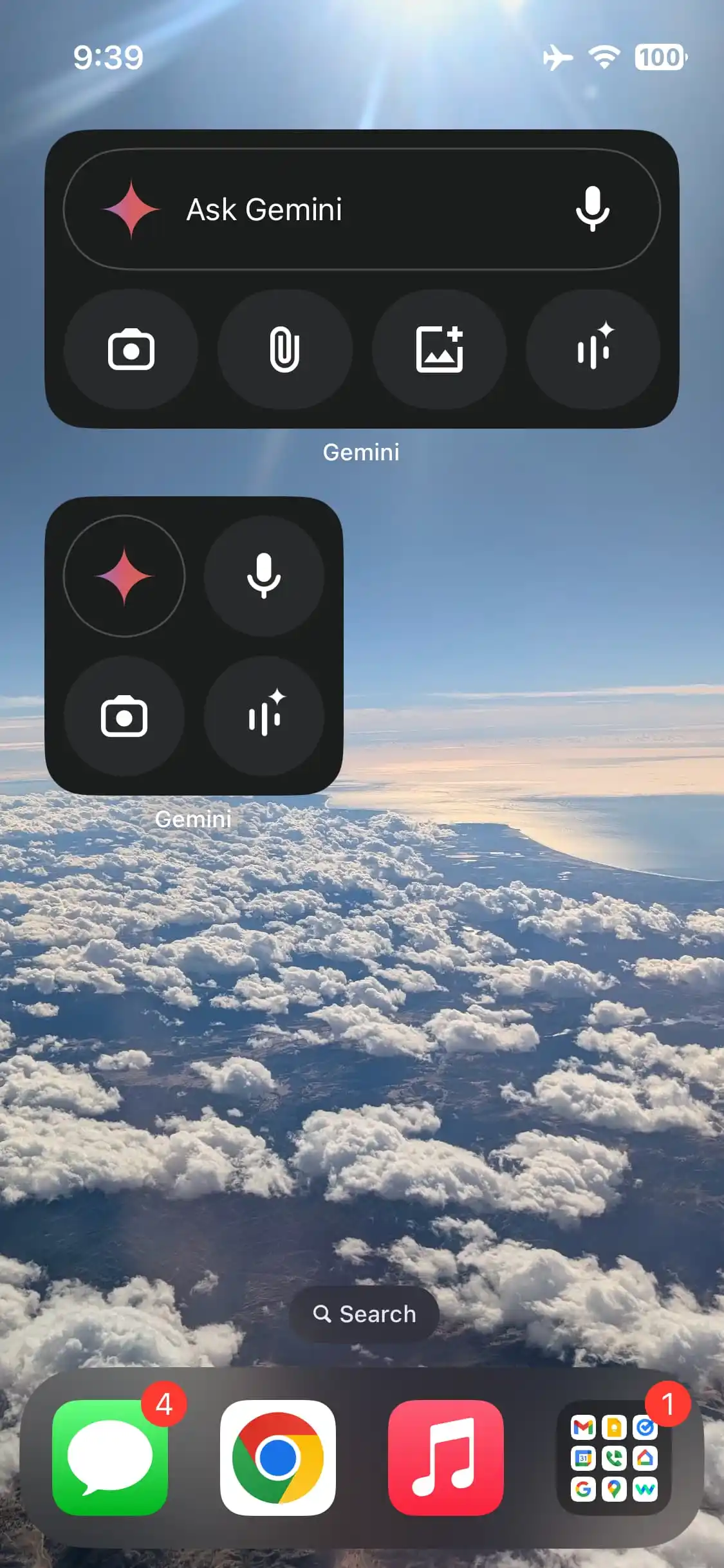 Widget Gemini per la schermata principale dell'iPhone 1