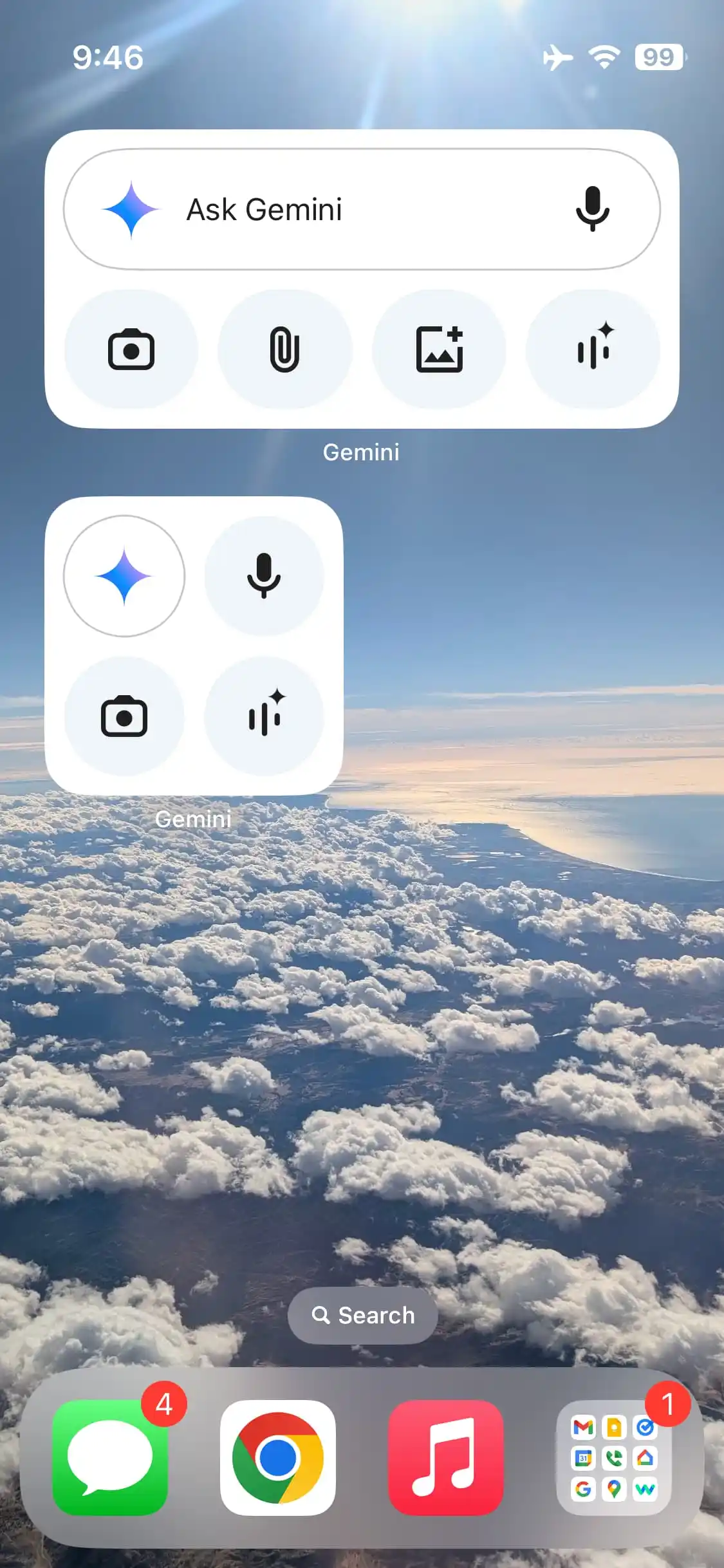 Widget Gemini per la schermata principale dell'iPhone 2