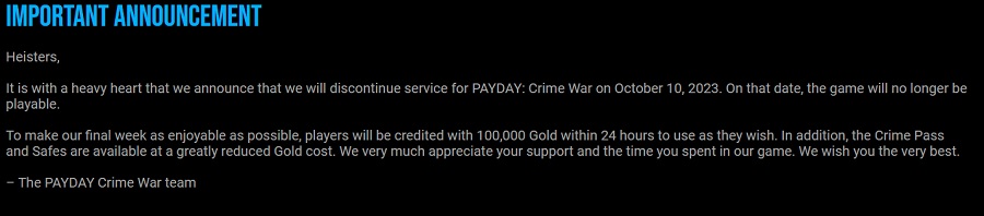 Stop alle rapine: tra pochi giorni il gioco mobile Payday: Crime War cesserà di esistere. Gli sviluppatori hanno annunciato l'inaspettata decisione-2