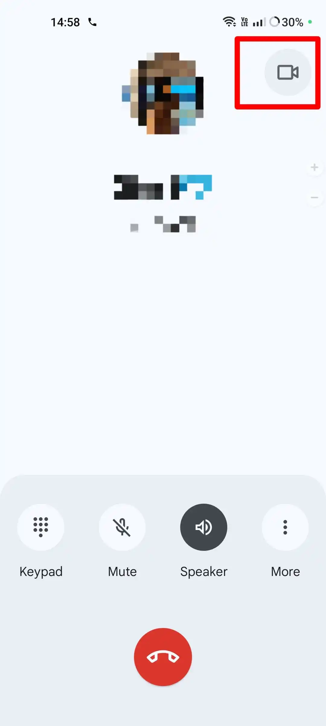 Icona della videochiamata nell'app Pixel Phone Nuova posizione dell'icona della videochiamata