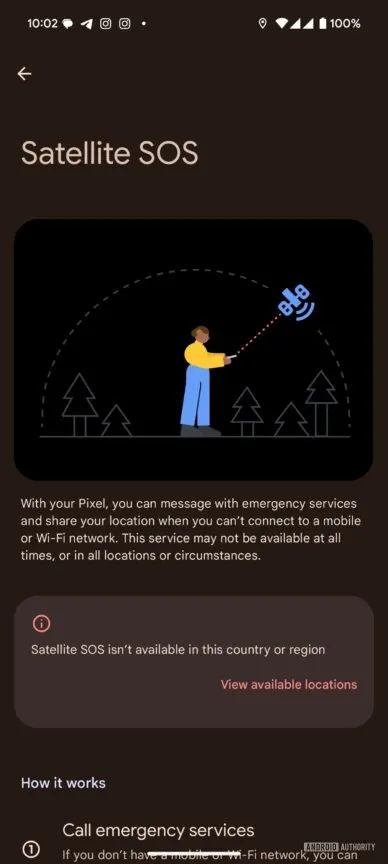 Funzione SOS di Google Pixel Satellite Funzione SOS di Google Pixel Satellite