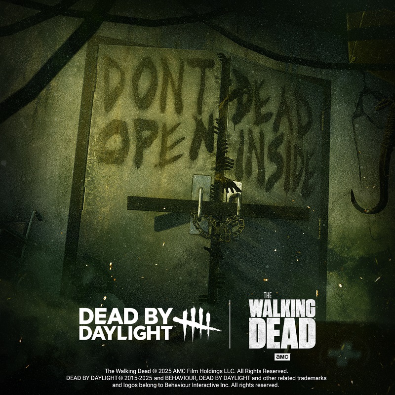Poster del crossover tra Dead by Daylight e The Walking Dead Poster del crossover tra Dead by Daylight e The Walking Dead