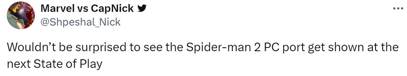Insider: Sony potrebbe presto annunciare una versione per PC dell'acclamato gioco d'azione Marvel's Spider-Man 2-2 Insider: Sony potrebbe presto annunciare una versione per PC dell'acclamato gioco d'azione Marvel's Spider-Man 2-2