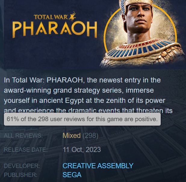 Cercasi altro: Gli utenti di Steam hanno accolto Total War: Pharaoh con recensioni contrastanti -2 Cercasi altro: Gli utenti di Steam hanno accolto Total War: Pharaoh con recensioni contrastanti -2