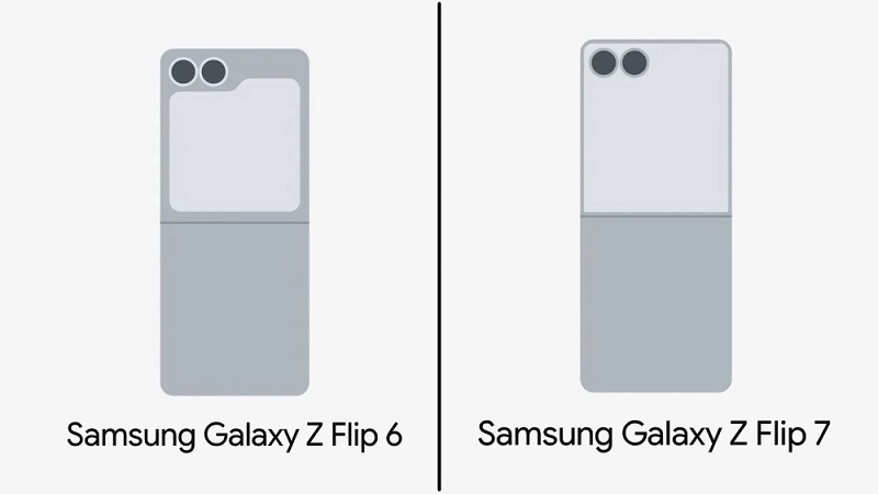 Design del Galaxy Z Flip 7 Schema del design del Galaxy Z Flip 7 con schermo esterno