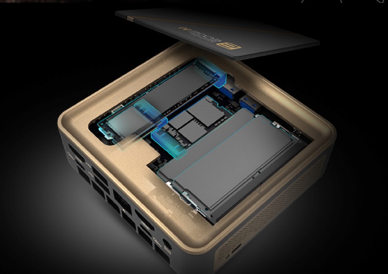 Case in stile nero e oro del mini-PC