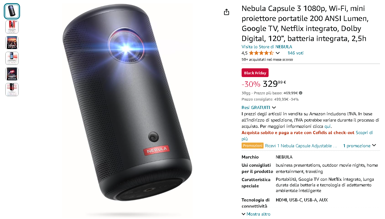 Nebula Capsule 3 proiettore portatile 1080p Nebula Capsule 3 proiettore portatile 1080p