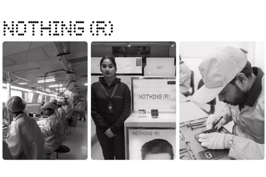 Produzione di Nothing. Illustrazione: Gizmochina Il processo di produzione degli smartphone Nothing in India
