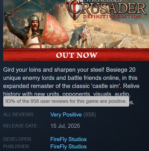 Grafica dell'attuale versione di Stronghold: Crusader Grafica dell'attuale versione di Stronghold: Crusader